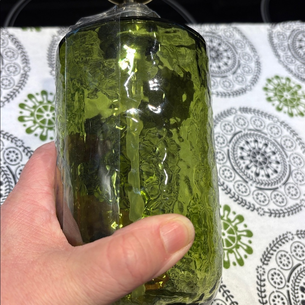 Green Textured Glass Soap/Lotion Dispenser NWT - Picture 2 of 6